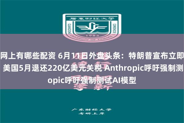 网上有哪些配资 6月11日外盘头条：特朗普宣布立即打击伊朗 美国5月退还220亿美元关税 Anthropic呼吁强制测试AI模型