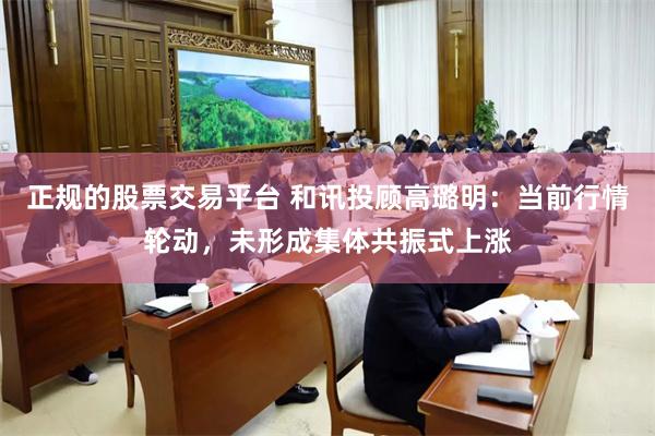 正规的股票交易平台 和讯投顾高璐明：当前行情轮动，未形成集体共振式上涨