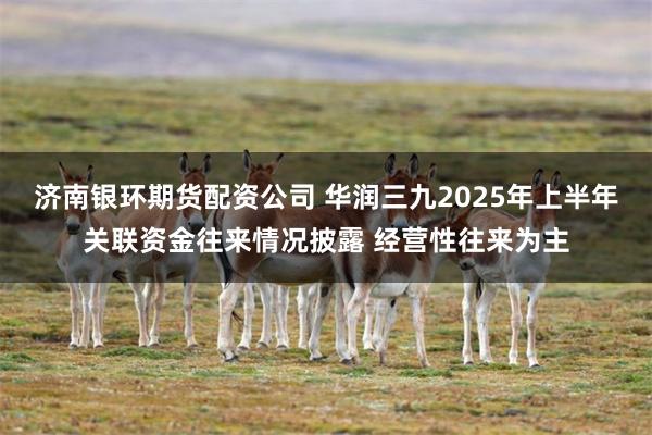 济南银环期货配资公司 华润三九2025年上半年关联资金往来情况披露 经营性往来为主