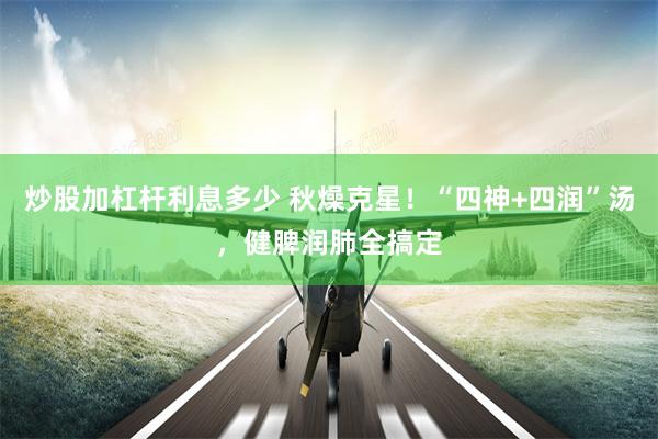 炒股加杠杆利息多少 秋燥克星！“四神+四润”汤，健脾润肺全搞定