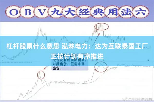 杠杆股票什么意思 泓淋电力：达为互联泰国工厂正按计划有序推进