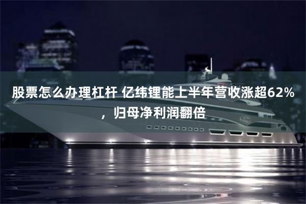 股票怎么办理杠杆 亿纬锂能上半年营收涨超62%，归母净利润翻倍